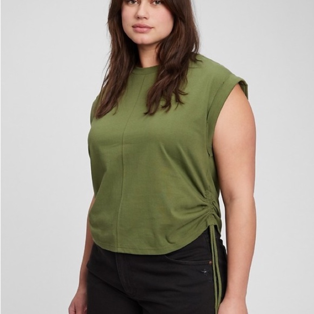 Side Cinch Olive Green T-Shirt | Gap